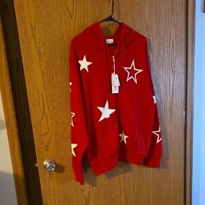 Reflex Red Hoodie with White Stars